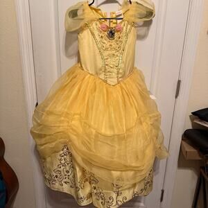 Disney Princess Belle Dress with Hoop Skirt Under - Size Kids M 7-8
